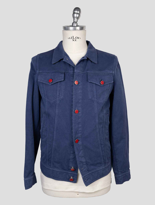kiton Blue Cotton Abaca  Coat