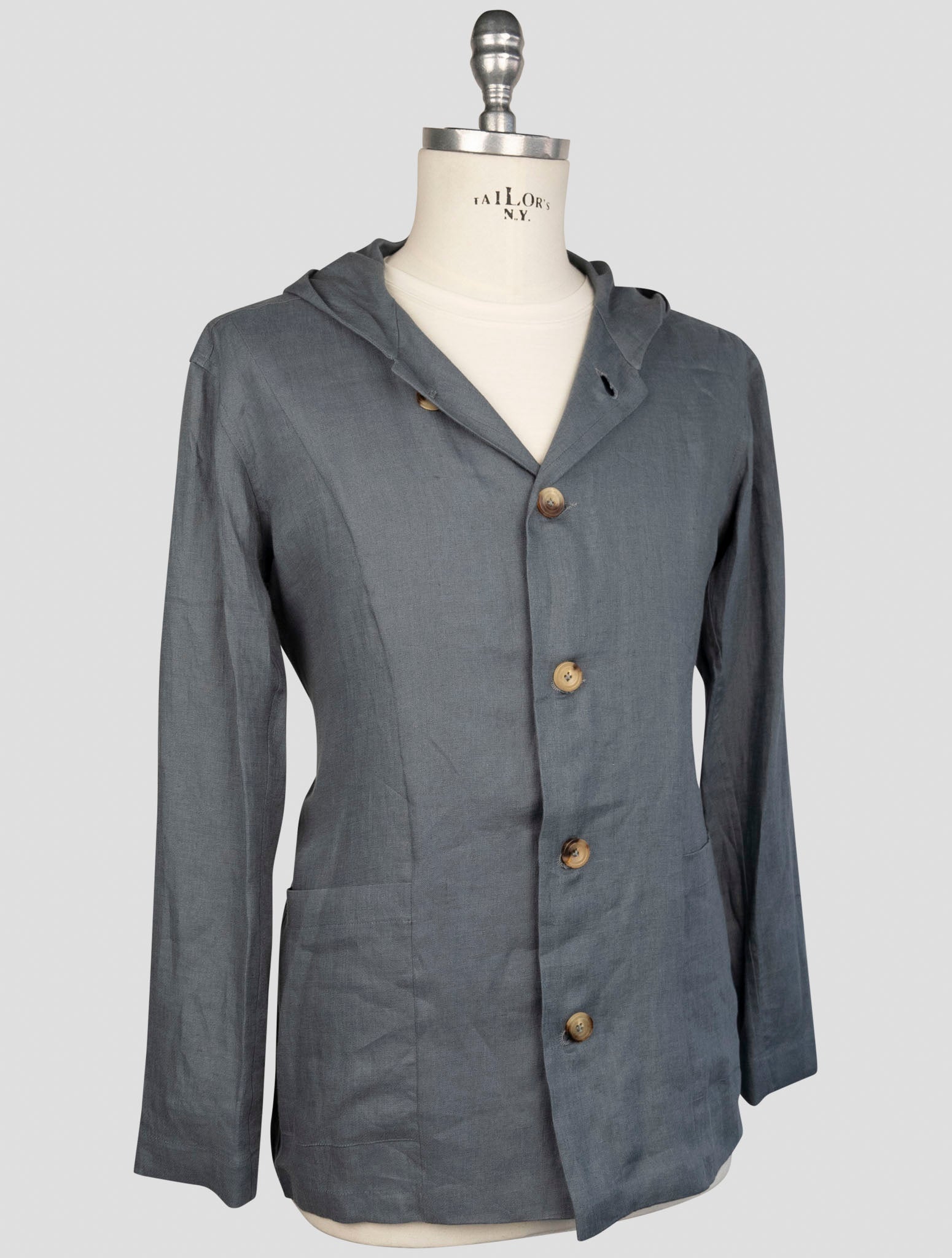 Kiton Gray Linen Shirt Luca