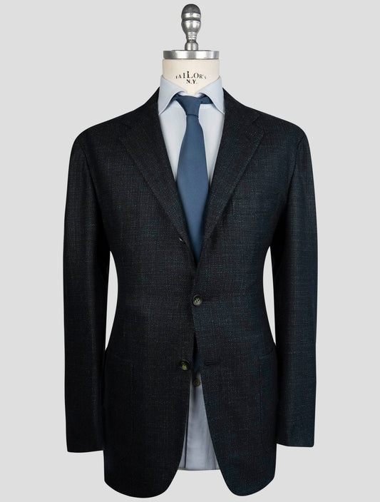 Kiton Blue Cashmere Wool Silk Blazer