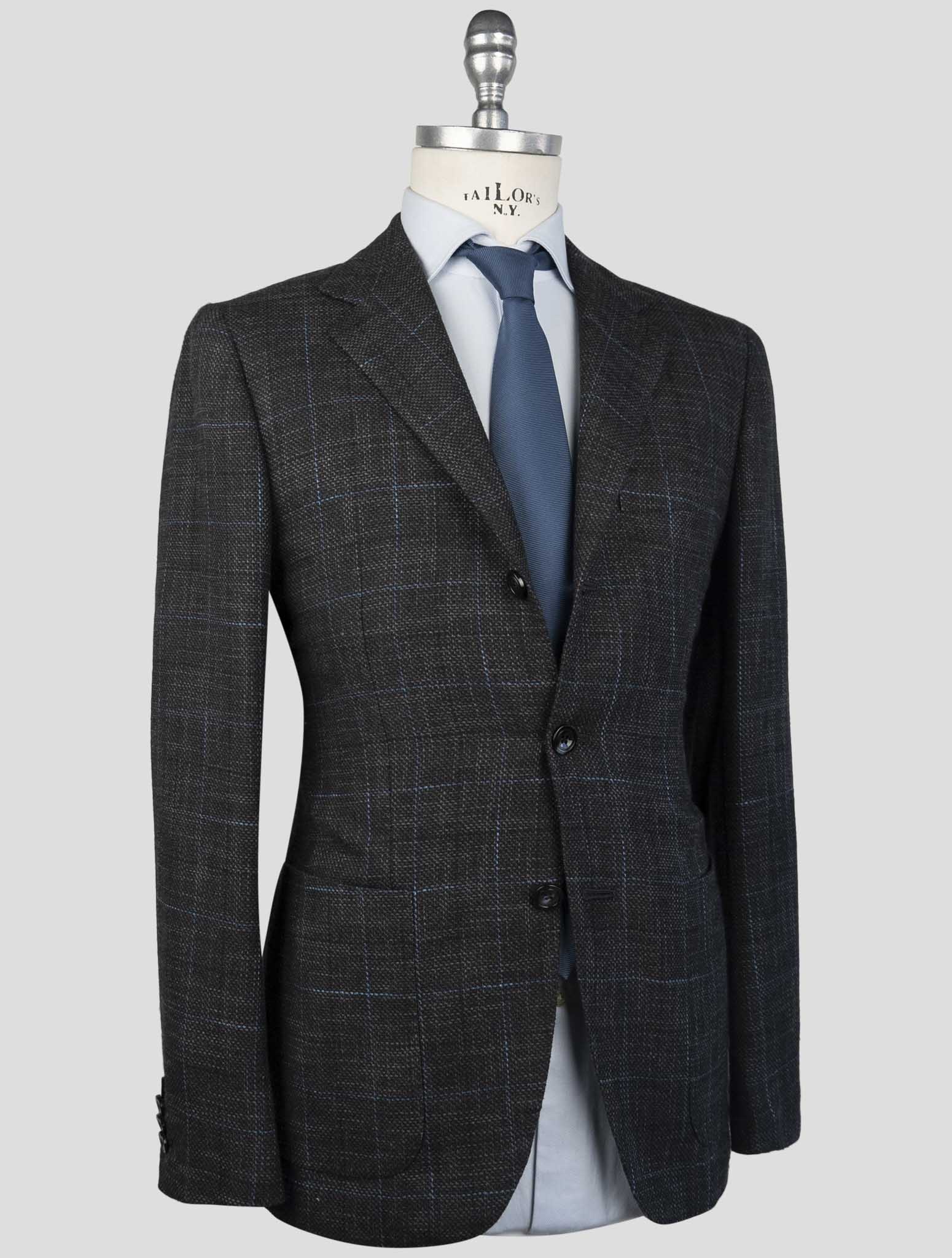 Kiton Brown Cashmere Virgin Wool Silk Cotton Pa Blazer