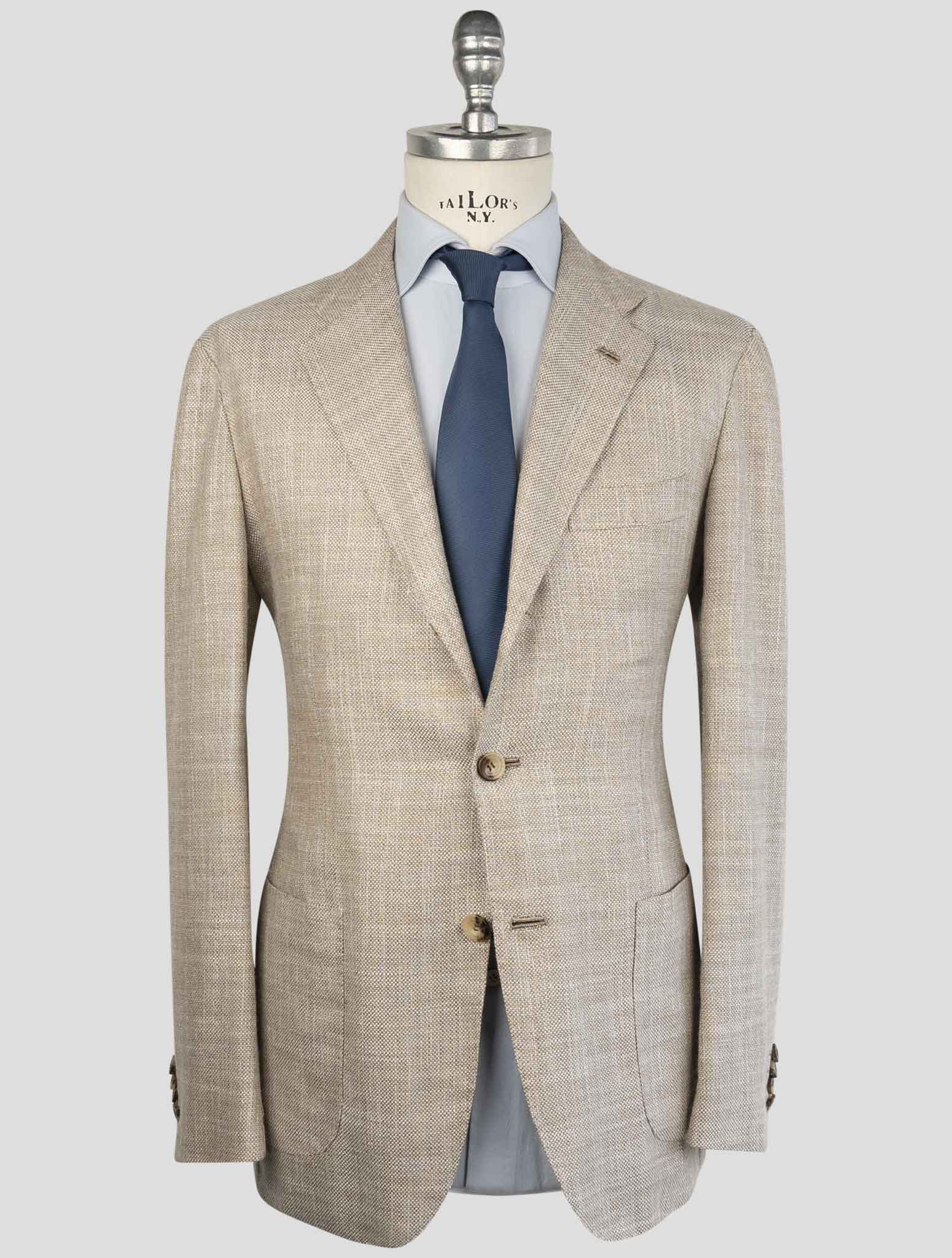 Kiton Brown Cashmere Wool Silk Linen Blazer