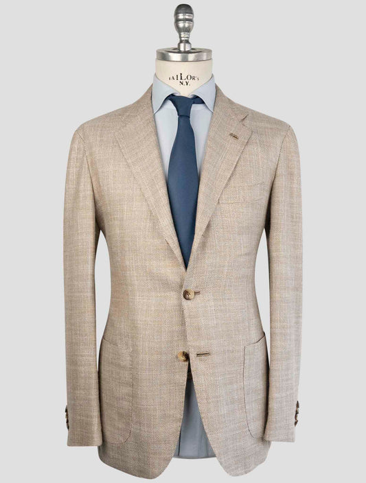 Kiton Brown Cashmere Wool Silk Linen Blazer