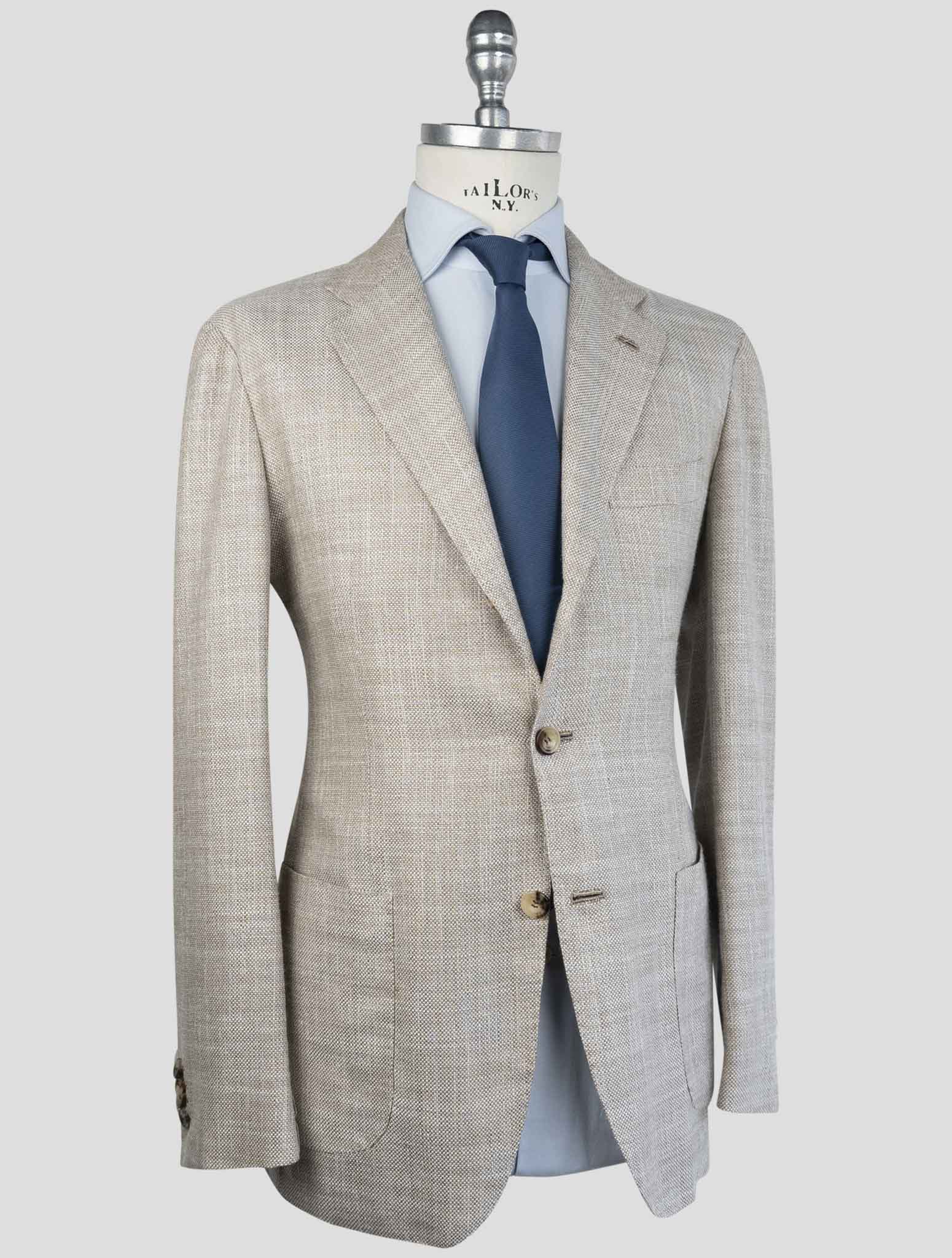 Kiton Brown Cashmere Wool Silk Linen Blazer
