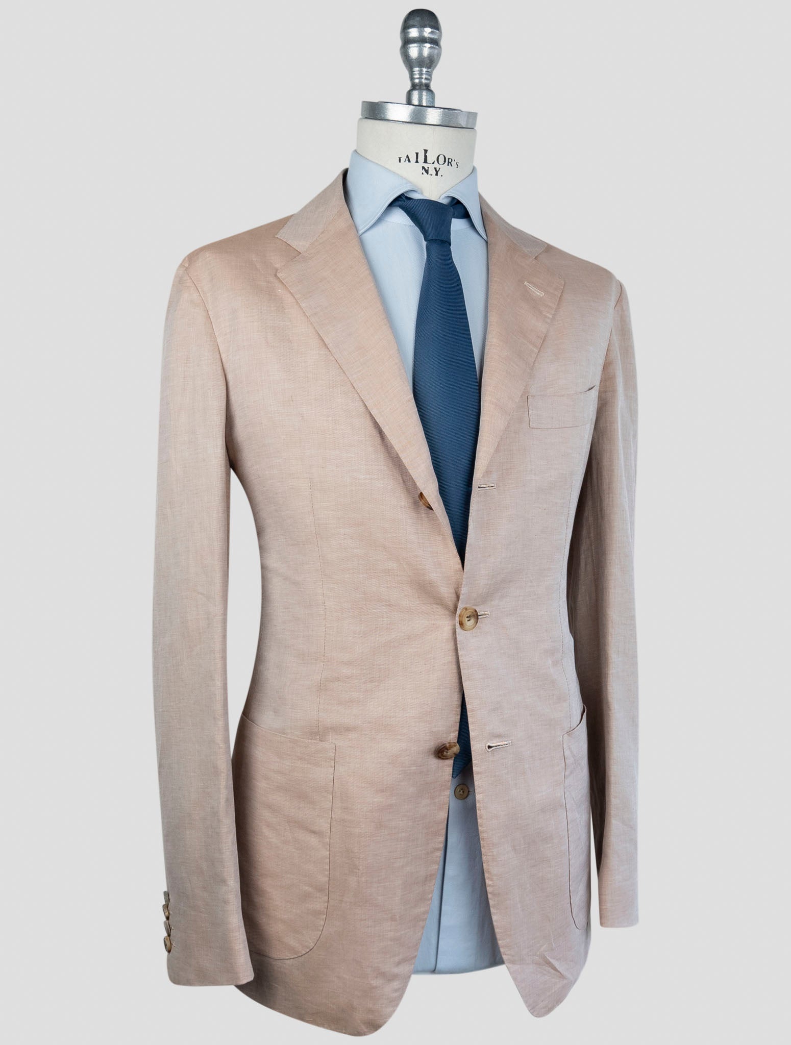 Kiton Beige Linen Cotton Blazer