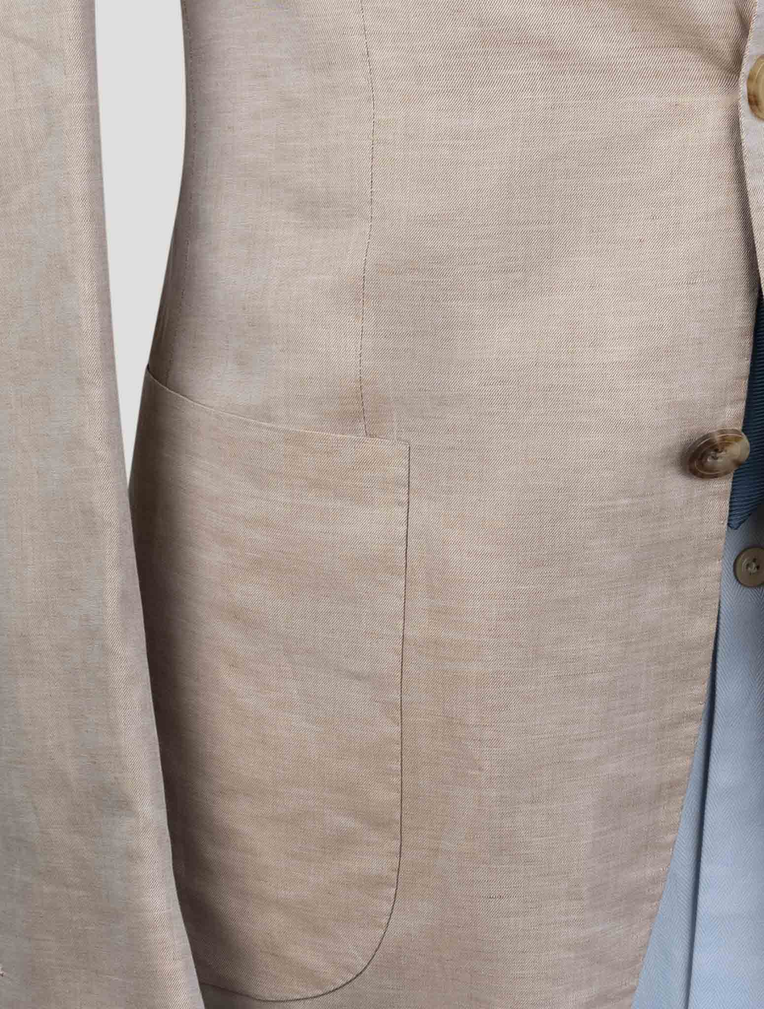 Kiton Beige Linen Cotton Blazer
