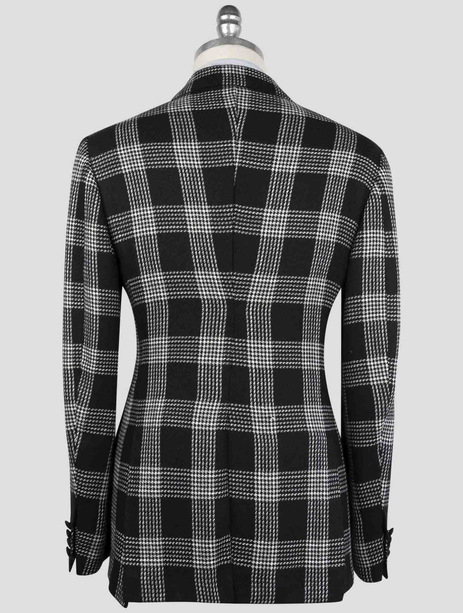 Kiton Black White Cashmere Linen Smoking Blazer