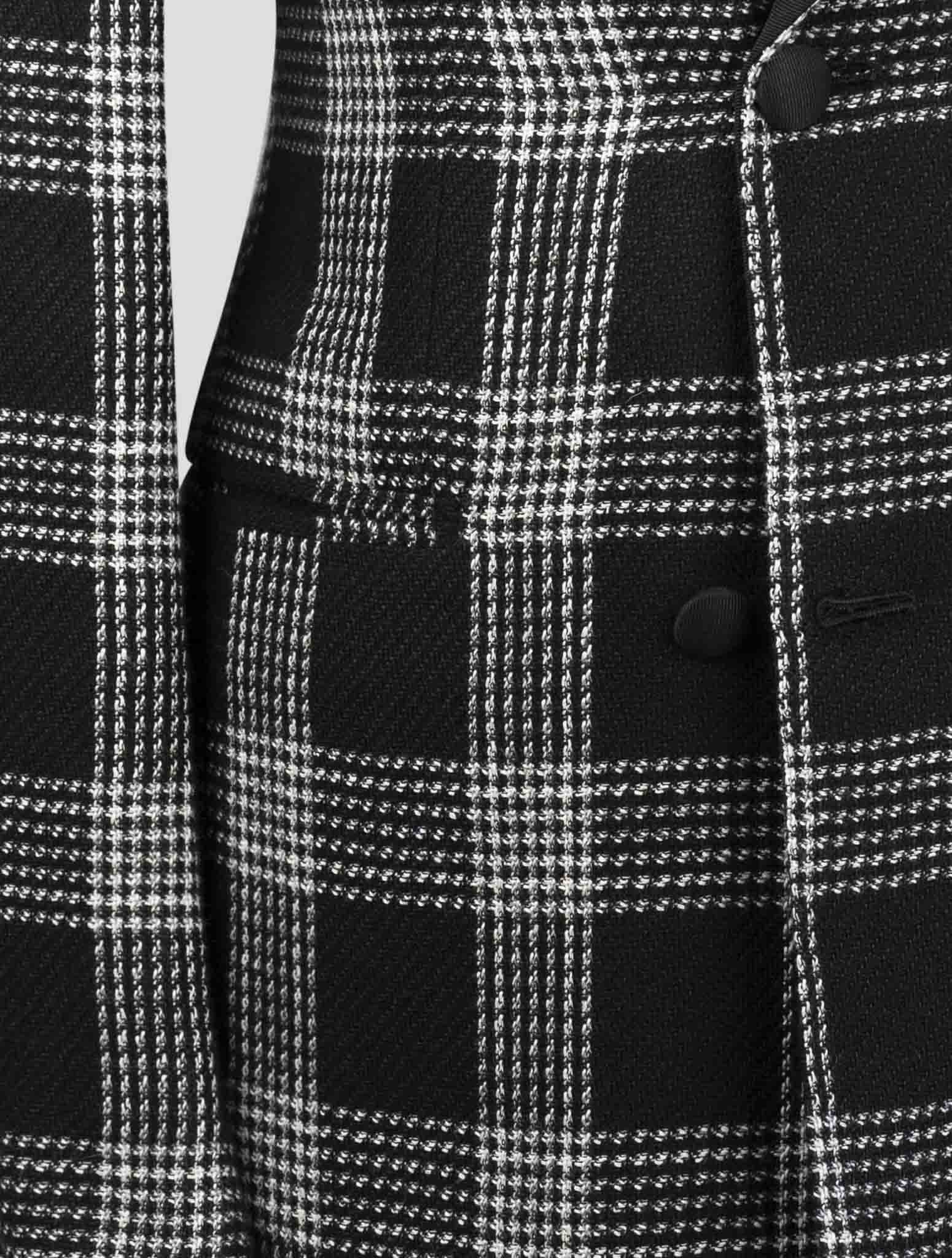 Kiton Black White Cashmere Linen Smoking Blazer