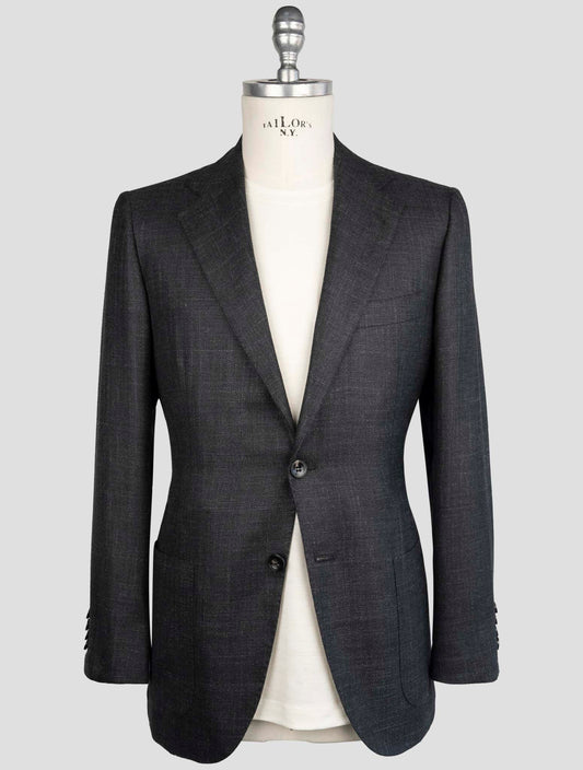 Kiton Gray Cashmere Silk Linen Blazer from high-end fashion collection