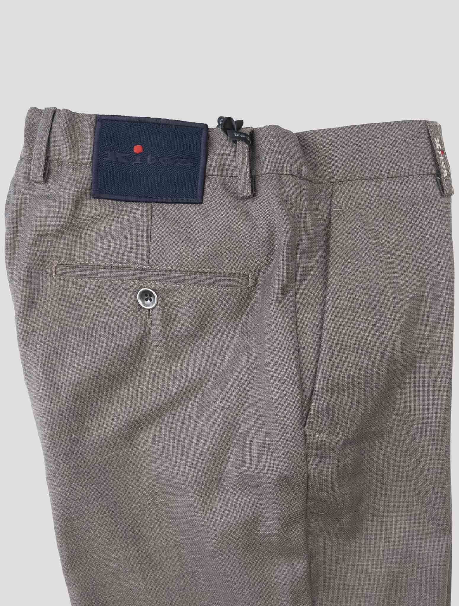 Kiton Brown Wool Dress Pants