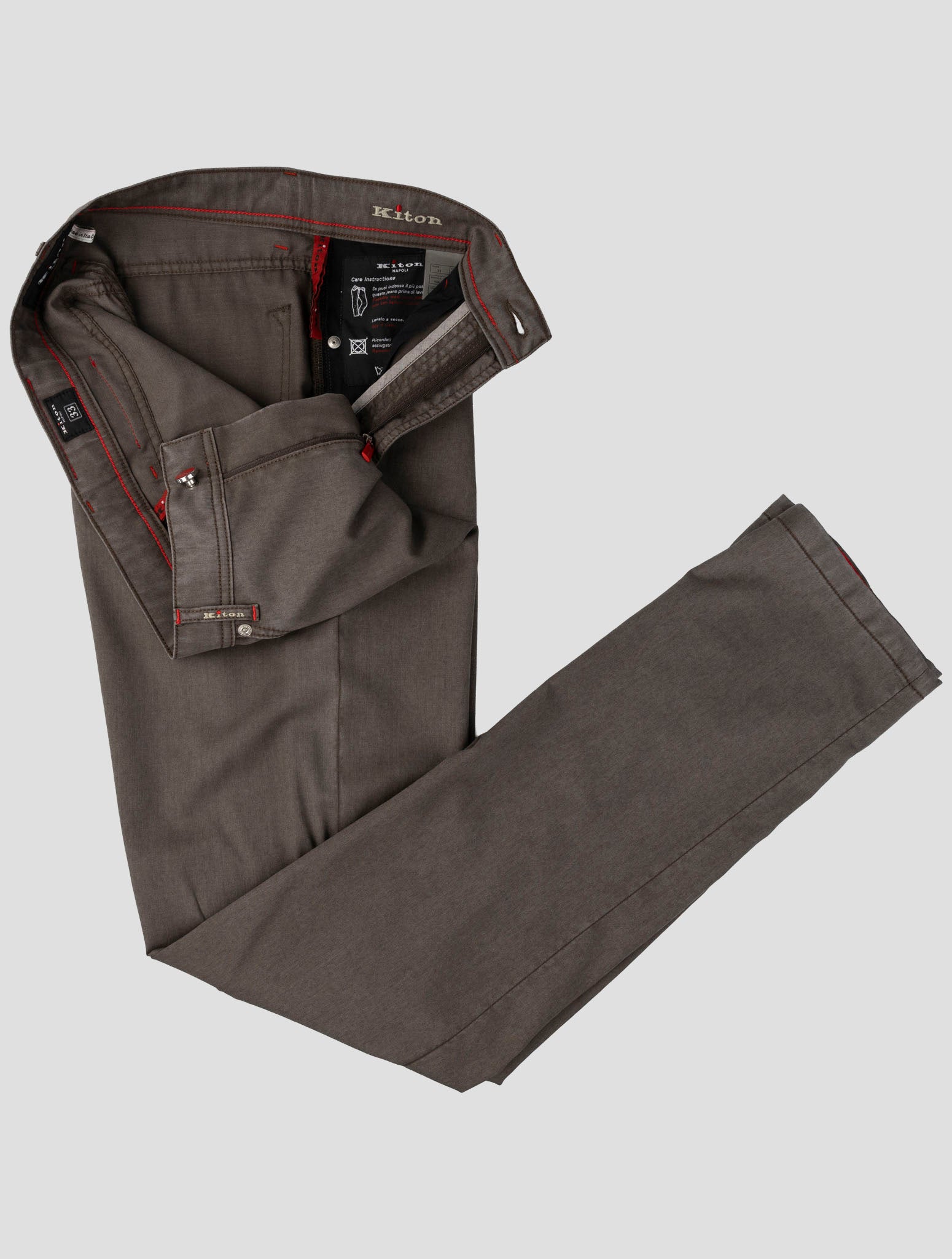 Kiton Brown Wool Jeans