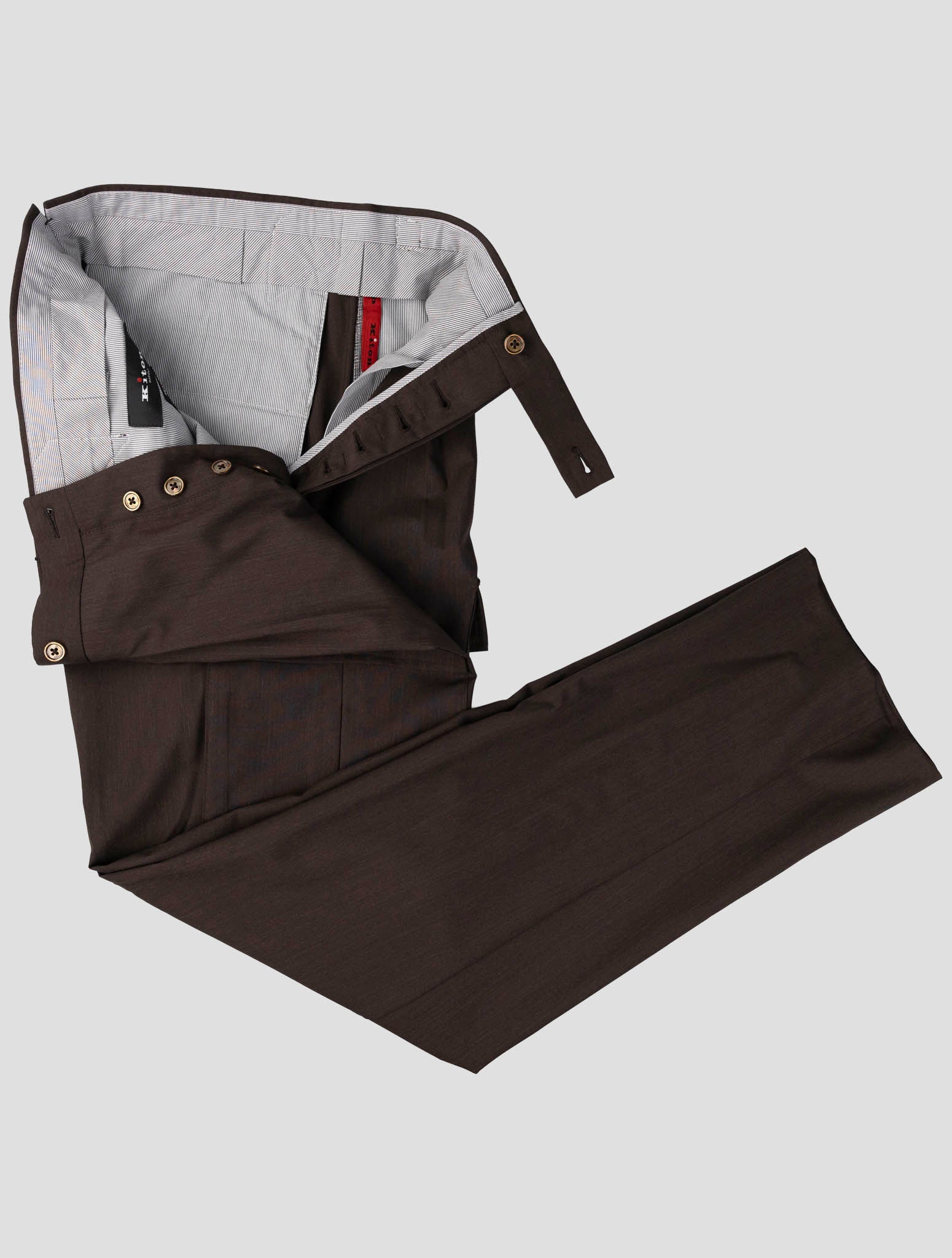 Kiton Brown Wool Cargo Pants