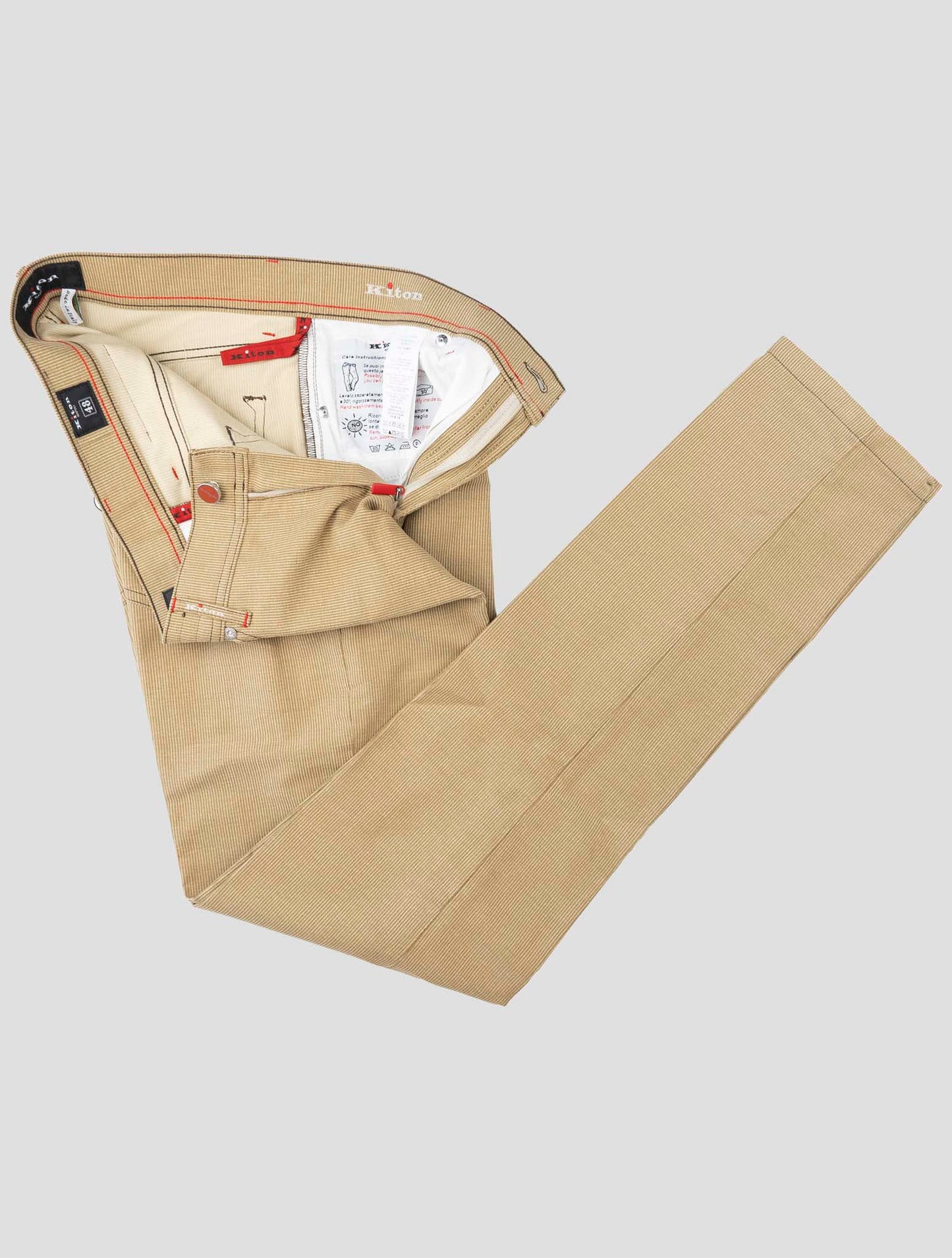 Kiton Light Green Cotton Velvet Pants