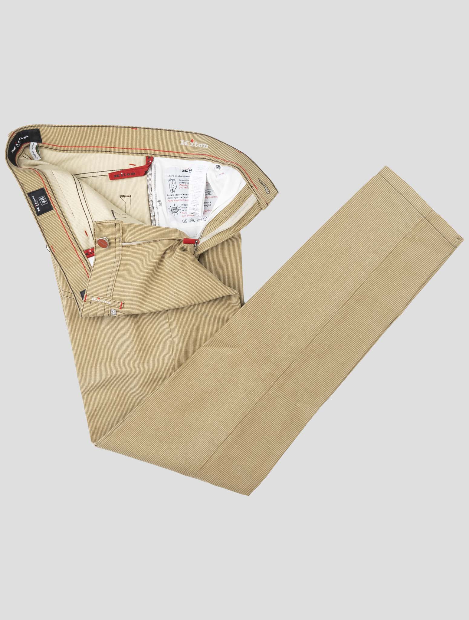 Kiton Light Green Cotton Velvet Pants