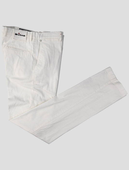 Kiton White Cotton Silk Ea Pants