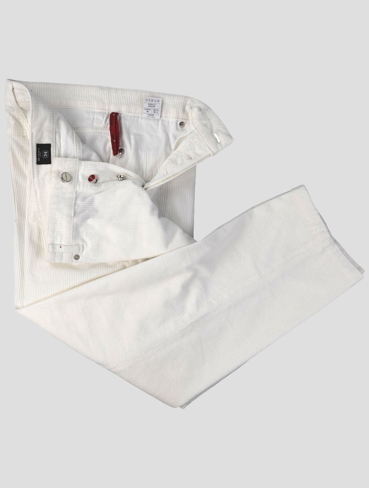 Kiton White Cotton Cashmere Ea Velvet Jeans