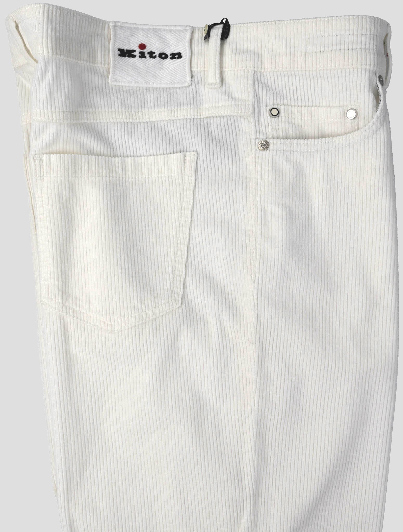 Kiton White Cotton Cashmere Ea Velvet Jeans
