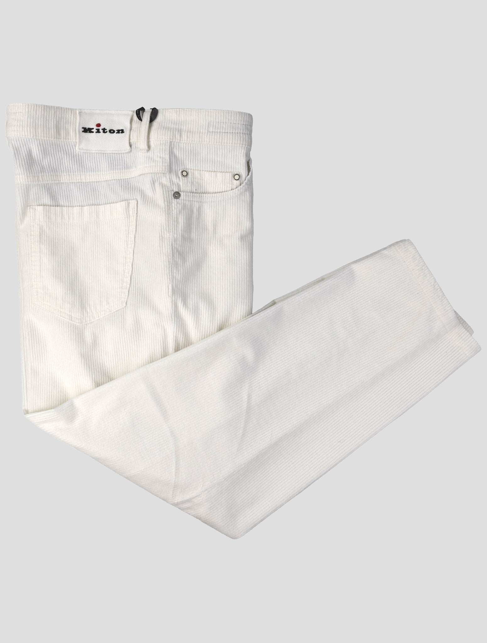 Kiton White Cotton Cashmere Ea Velvet Jeans