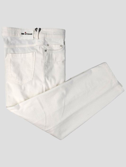 Kiton White Cotton Cashmere Ea Velvet Jeans
