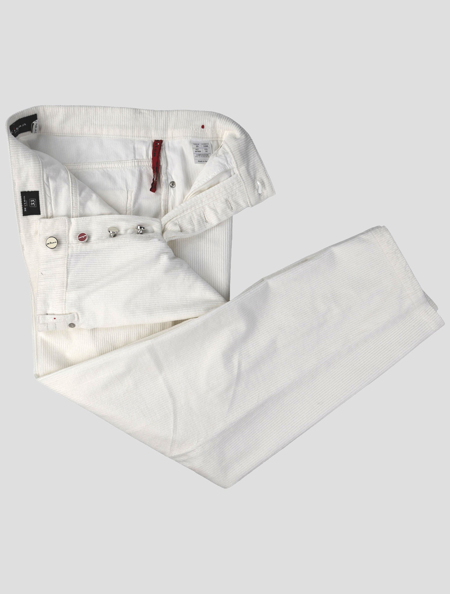 Kiton White Cotton Cashmere Ea Velvet Jeans