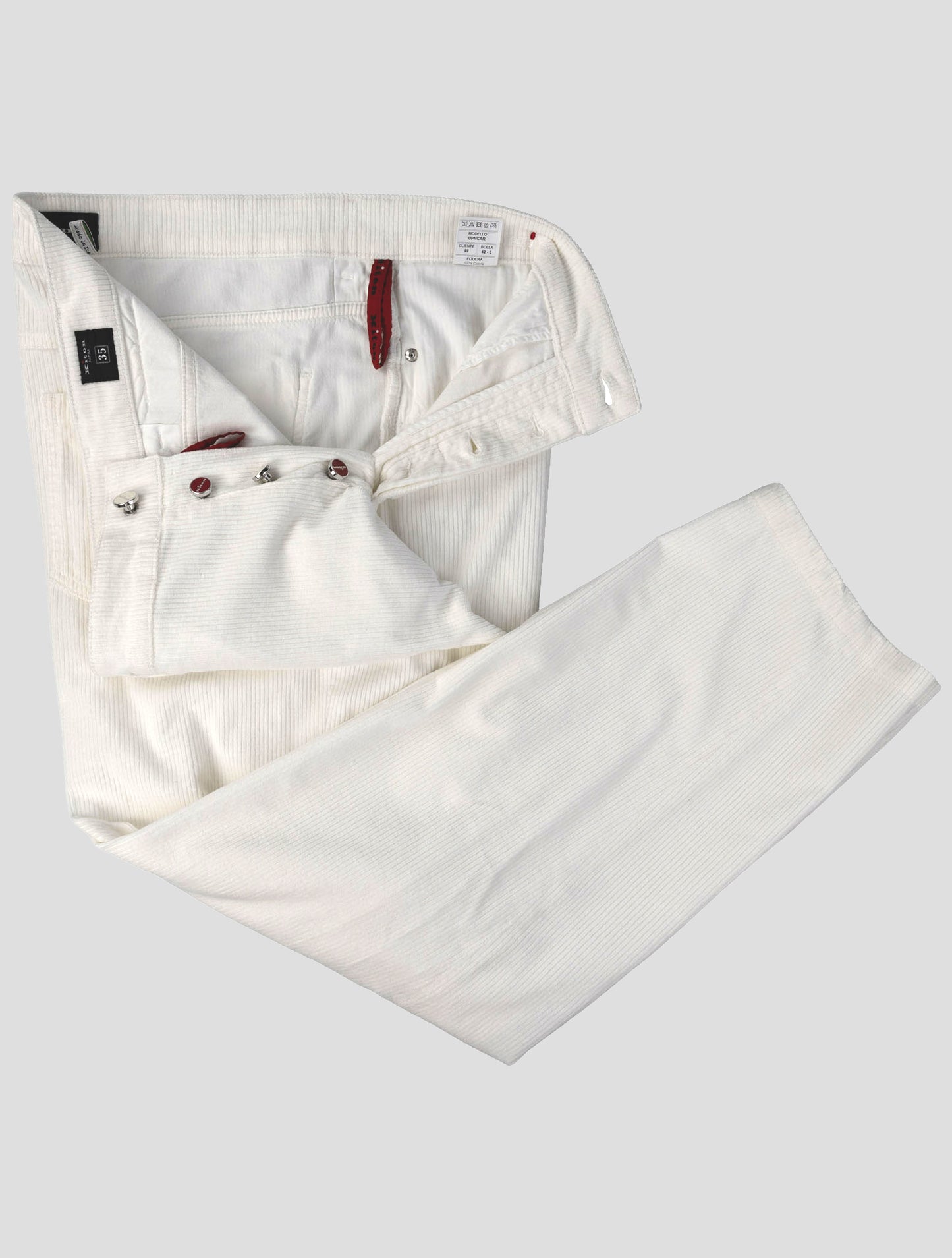 Kiton White Cotton Cashmere Ea Velvet Jeans