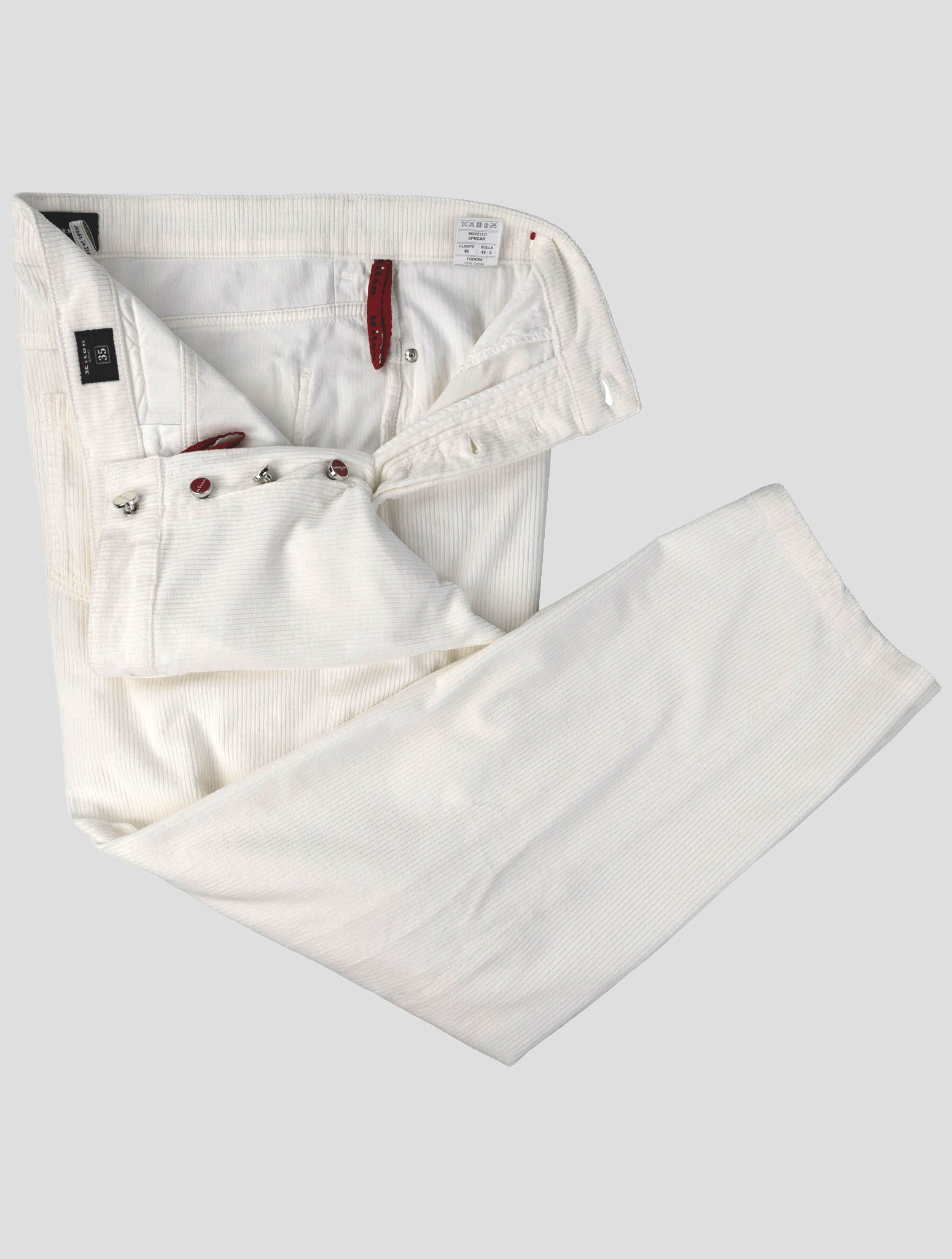 Kiton White Cotton Cashmere Ea Velvet Jeans