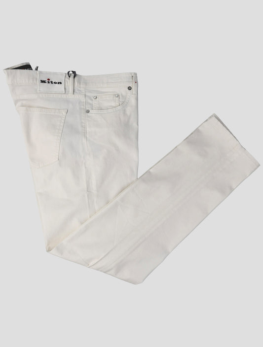 Kiton White Cotton Ea Jeans