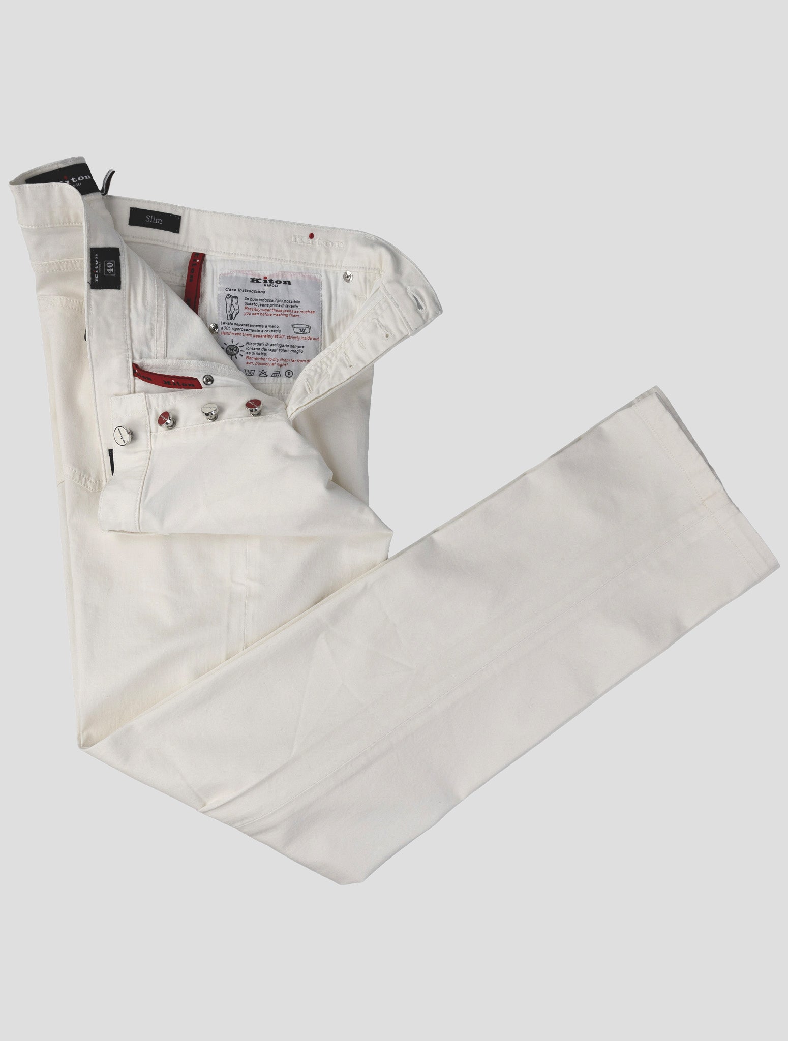Kiton White Cotton Ea Jeans