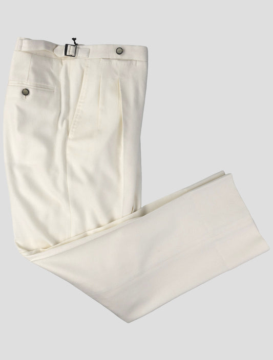 Kiton White Cashmere Dress Pants