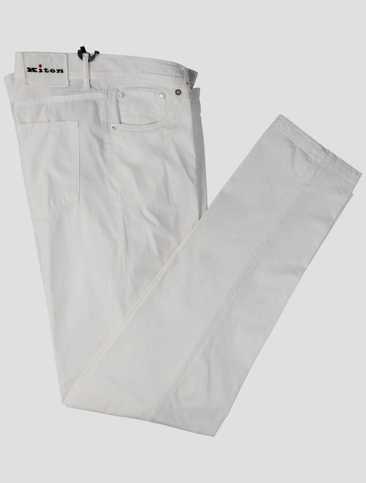 Kiton White Cotton Ea Jeans