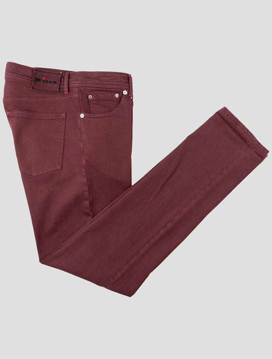 Kiton Burgundy Cotton Ea Jeans