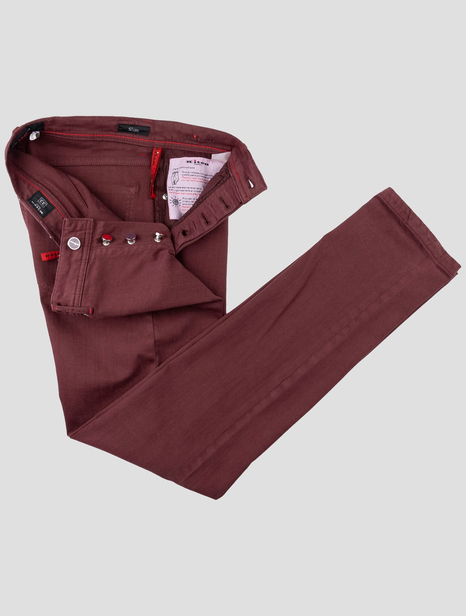 Kiton Burgundy Cotton Ea Jeans