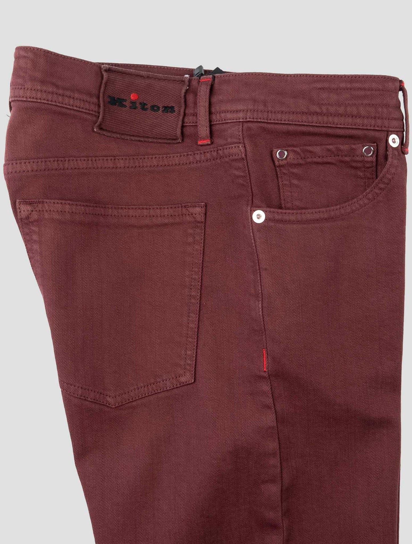 Kiton Burgundy Cotton Ea Jeans