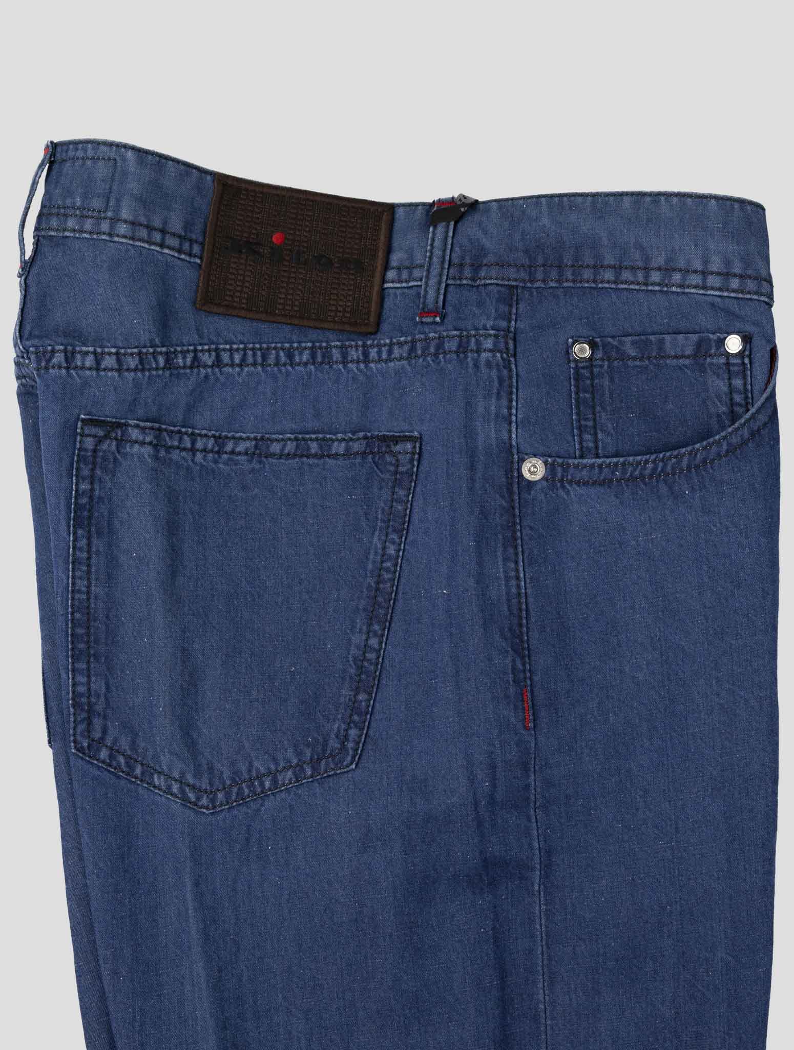 Kiton Blue Cotton Linen Jeans