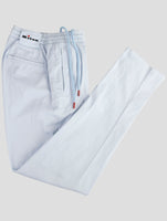 Kiton Light Blue Cotton Silk Ea Pants