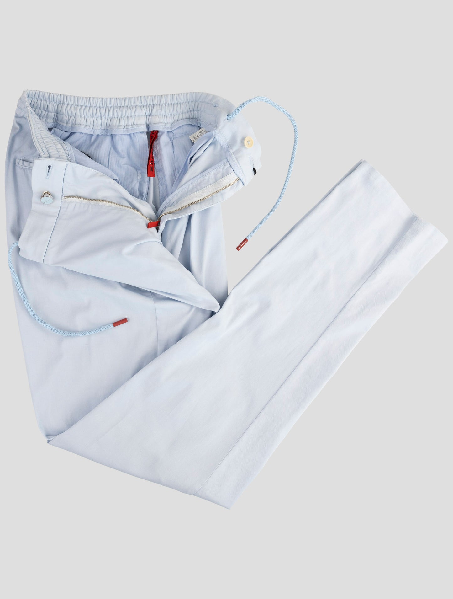 Kiton Light Blue Cotton Silk Ea Pants