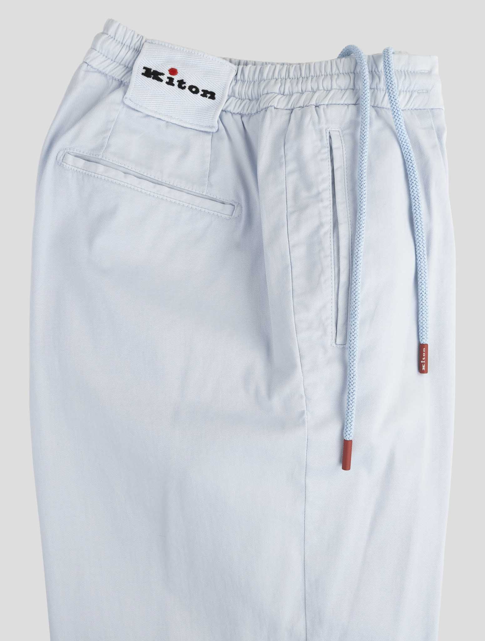 Kiton Light Blue Cotton Silk Ea Pants