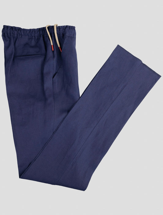 Kiton Dark Blue Linen Pants