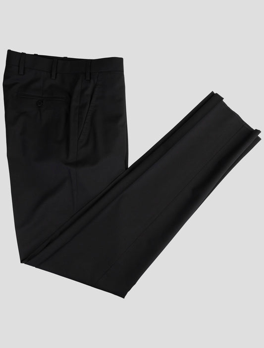 Kiton Black Wool 14 Micron Dress Pants