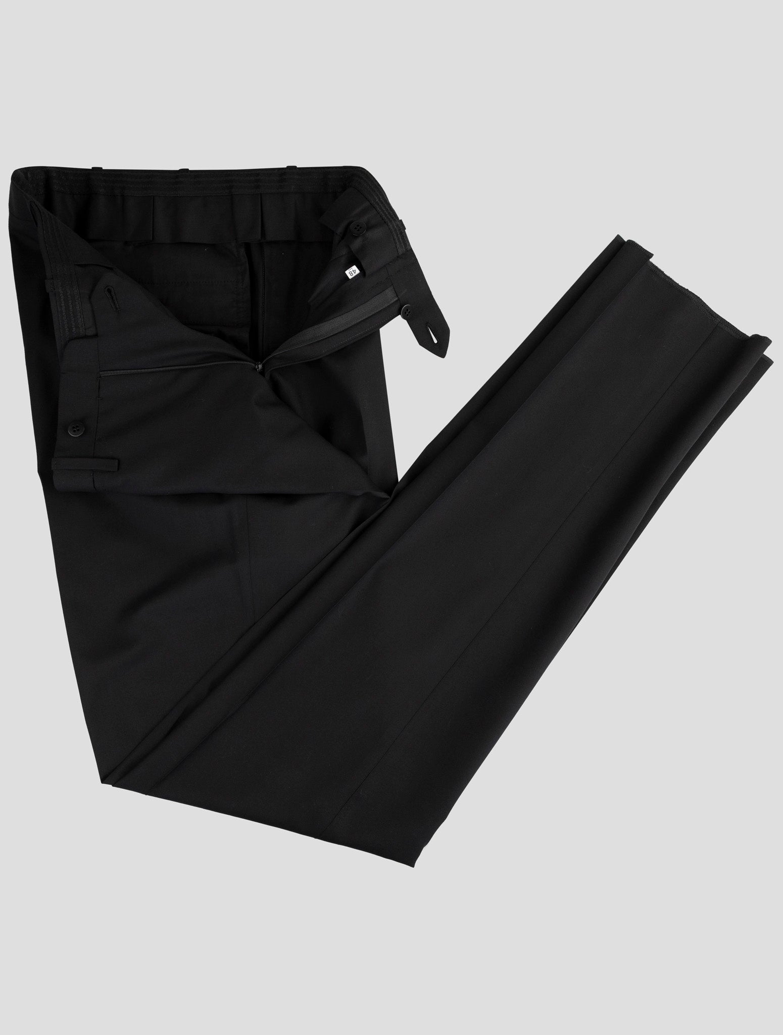 Kiton Black Wool 14 Micron Dress Pants