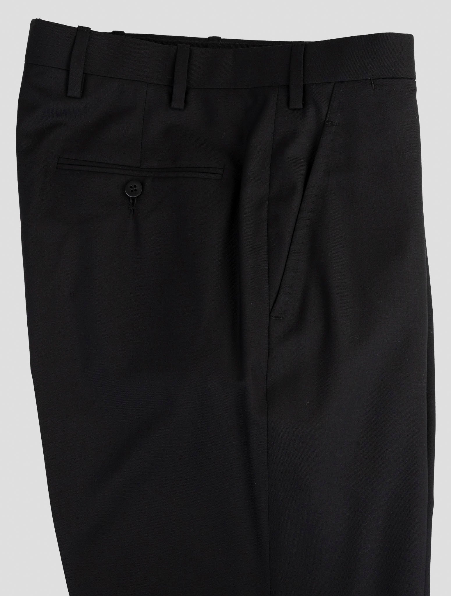 Kiton Black Wool 14 Micron Dress Pants