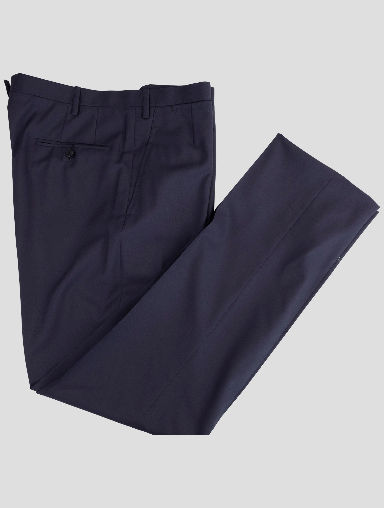 Kiton Dark Blue Virgin Wool Dress Pants