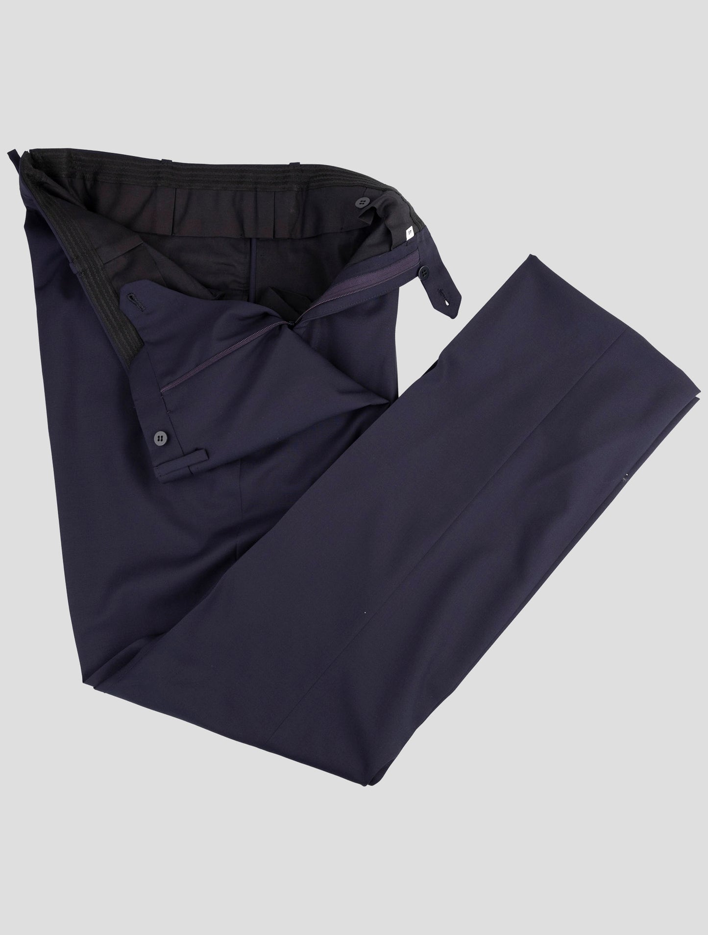 Kiton Dark Blue Virgin Wool Dress Pants