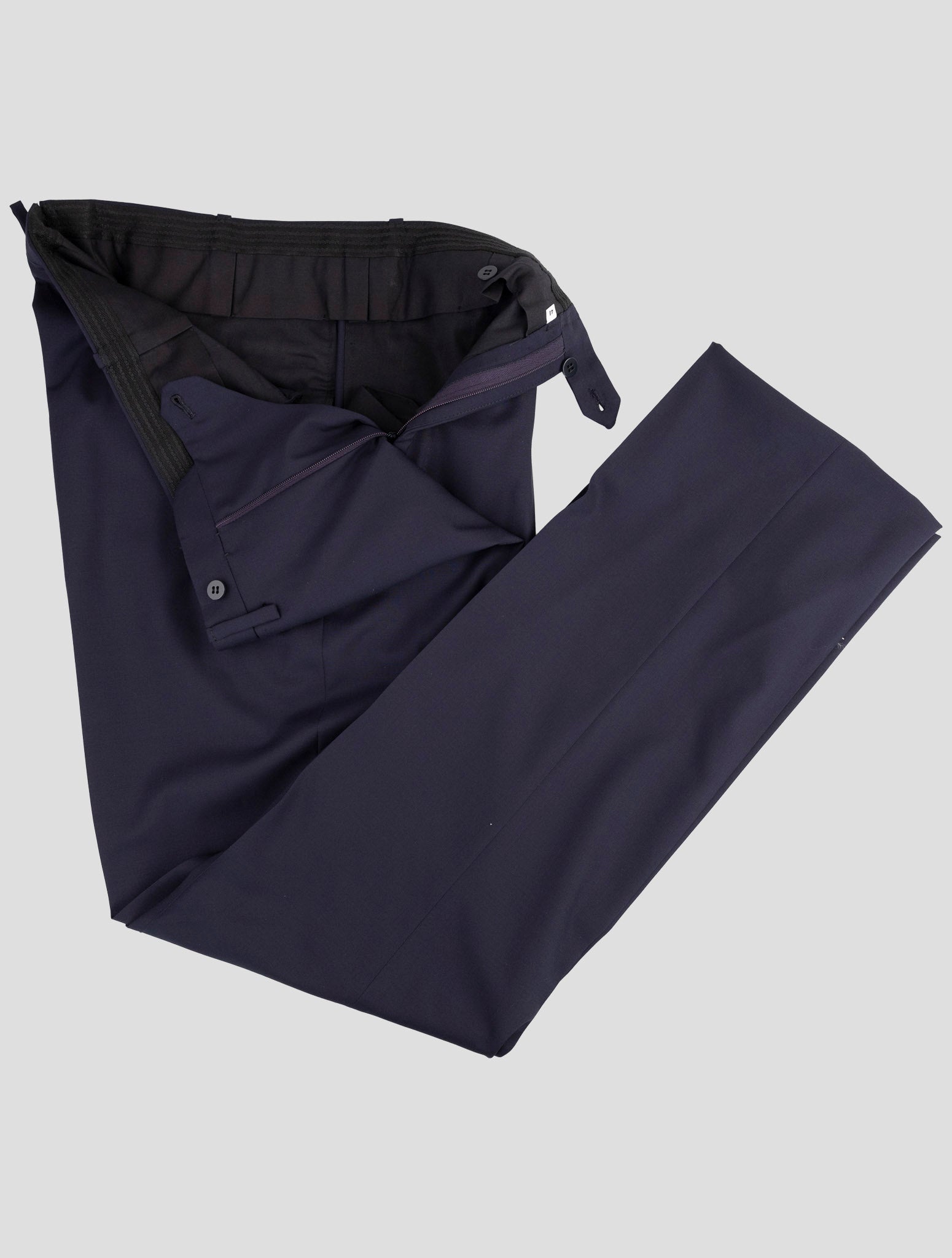Kiton Dark Blue Virgin Wool Dress Pants