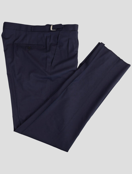 Kiton Blue Virgin Wool 14 Micron Dress Pants