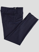 Kiton Blue Virgin Wool 14 Micron Dress Pants