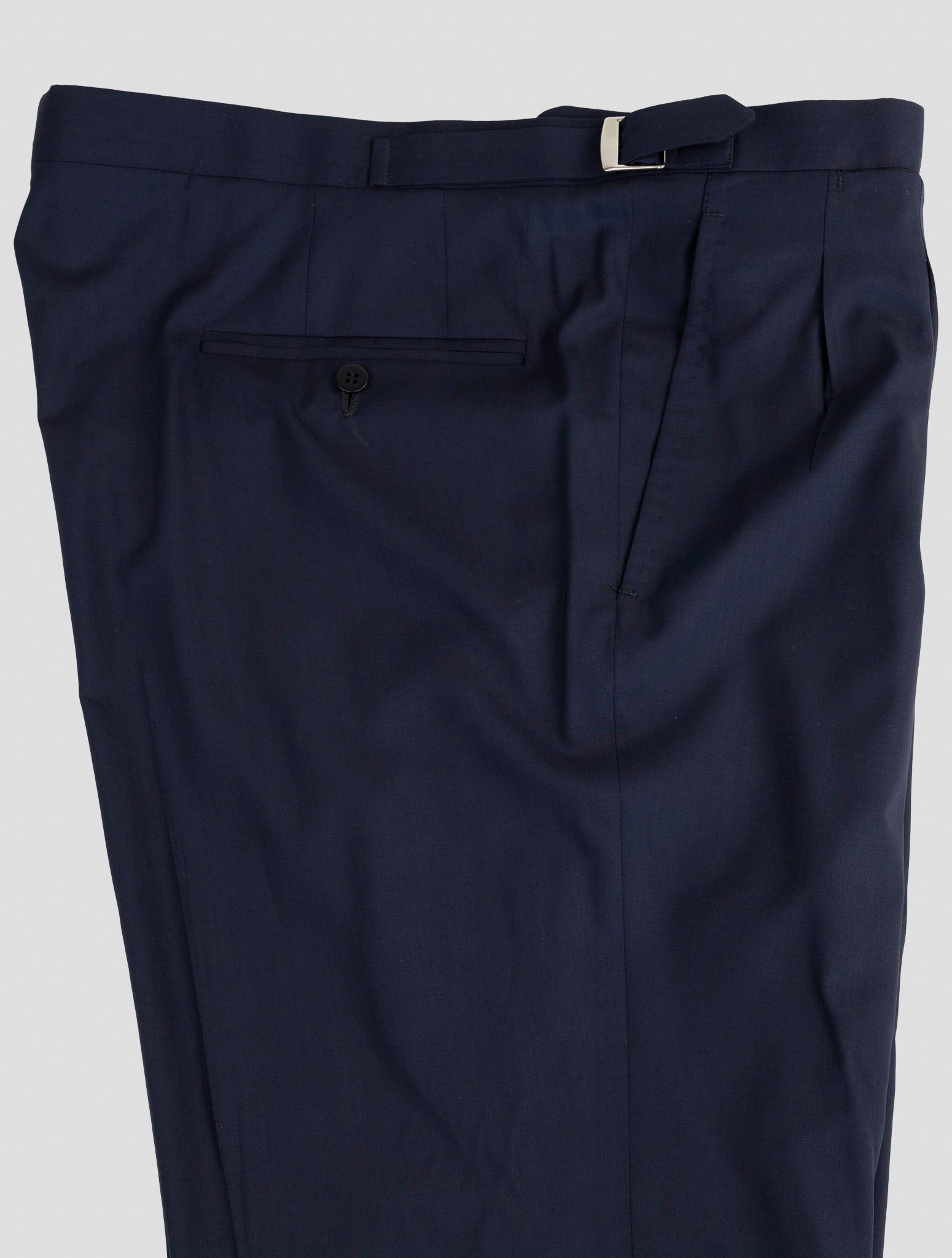 Kiton Blue Virgin Wool 14 Micron Dress Pants