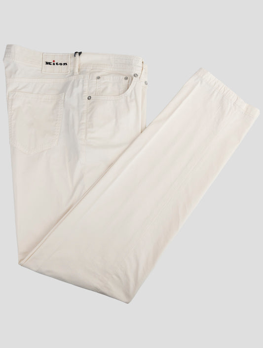 Kiton White Cotton Ea Jeans