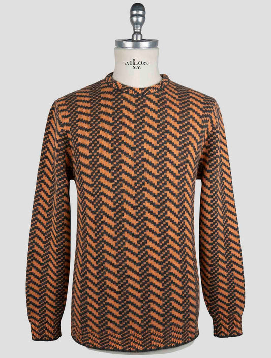 Kiton Orange Gray Cashmere Sweater Crewneck