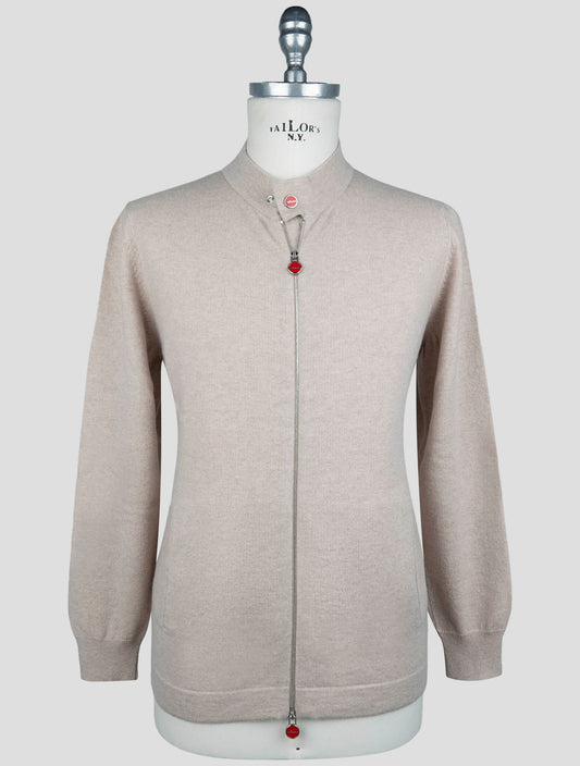 Kiton Beige Cashmere Sweater Full Zip