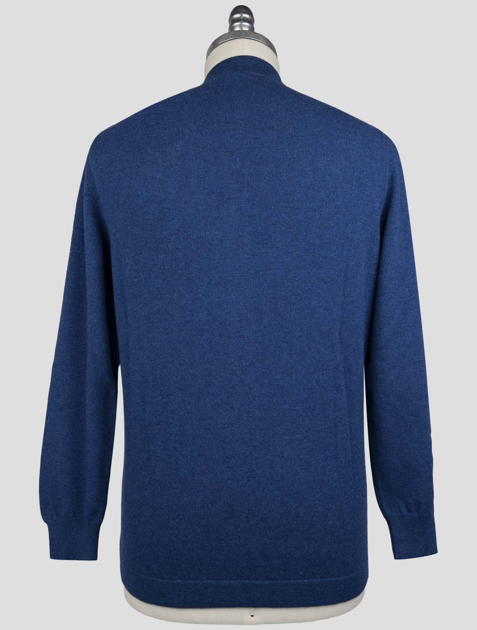 Kiton Blue Wool Sweater Full Zip